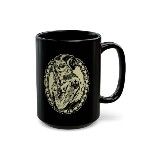☕💀🌹 Sugar Skull Leia Black Mug – Sip with Strength, Style & Rebellion - Image 11