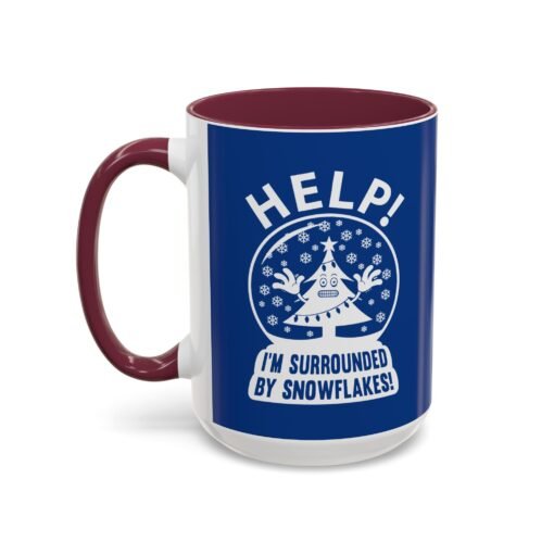 ☕❄️🎄 Help! I'm Surrounded By Snowflakes Color Accent Mug – Sip with Seasonal Sass - Image 52