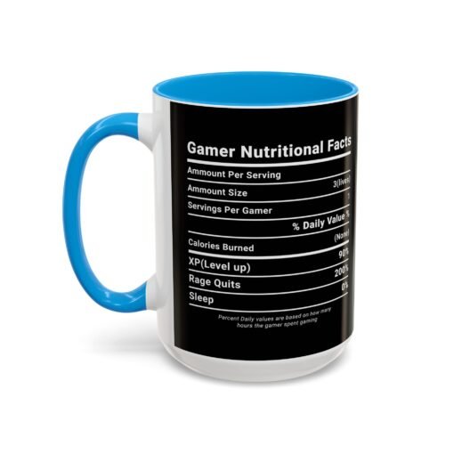 ☕🎮 Gamer Nutrition Facts Color Accent Mug – Fuel for Every Respawn - Image 68