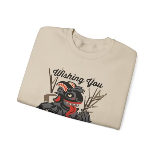 🎄👹 Wishing You a Scary Krampus Unisex Sweatshirt – Cozy Meets Creepy Christmas - Image 2