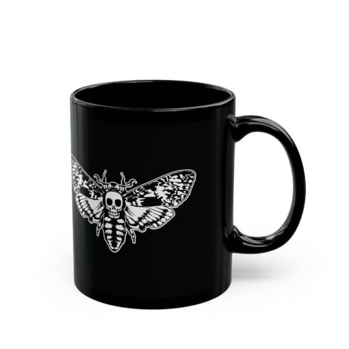 🦋 Death's Head Moth Black Mug – Dark Elegance with Every Sip - Image 4
