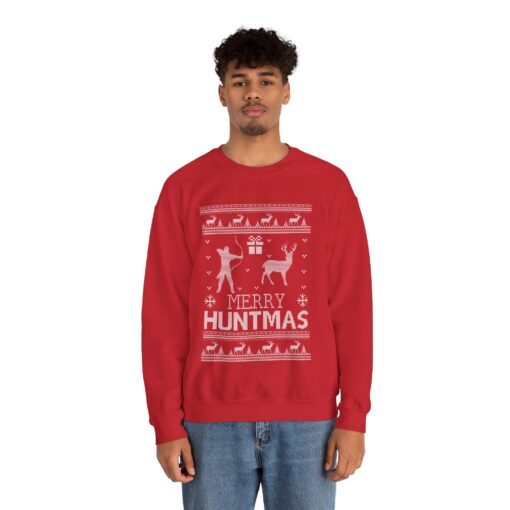 🦌🎄 Merry Huntmas Unisex Sweatshirt – The Ultimate Ugly Sweater for Hunters - Image 5