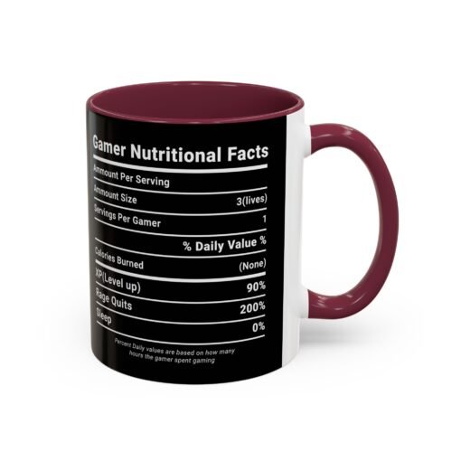 ☕🎮 Gamer Nutrition Facts Color Accent Mug – Fuel for Every Respawn - Image 30