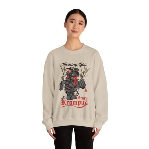 🎄👹 Wishing You a Scary Krampus Unisex Sweatshirt – Cozy Meets Creepy Christmas - Image 3