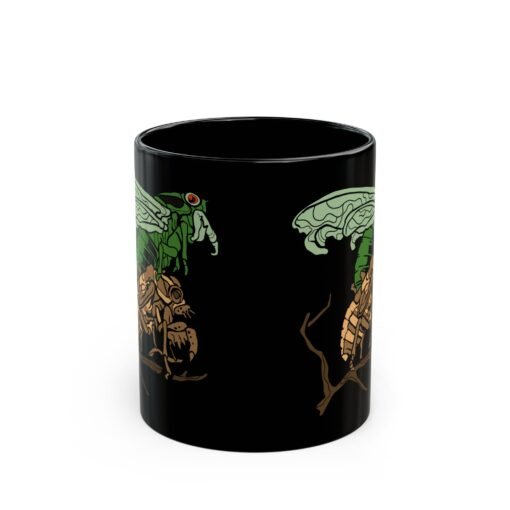 ☕ Molting Cicada Black Mug – Sip Through the Transformation - Image 3