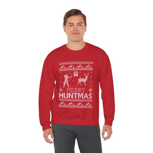 🦌🎄 Merry Huntmas Unisex Sweatshirt – The Ultimate Ugly Sweater for Hunters - Image 6