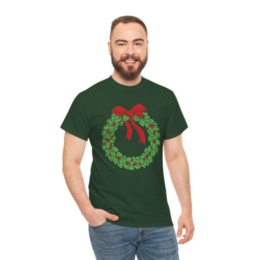 🎄 Holiday Wreath Unisex T-Shirt – Classic Cheer, Comfy Style - Image 5