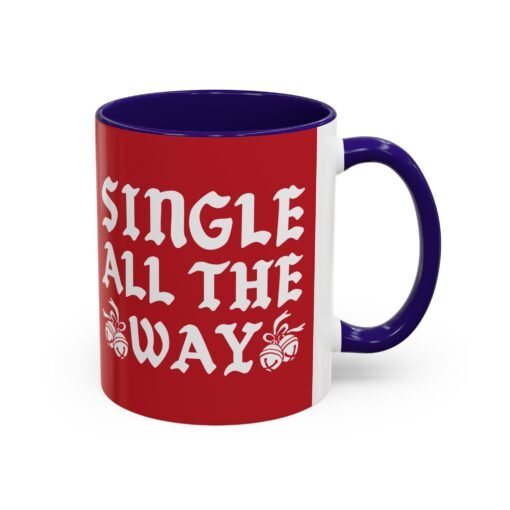 ☕💔🎄 Single All The Way Color Accent Mug – Sassy Sips for the Solo Season - Image 10