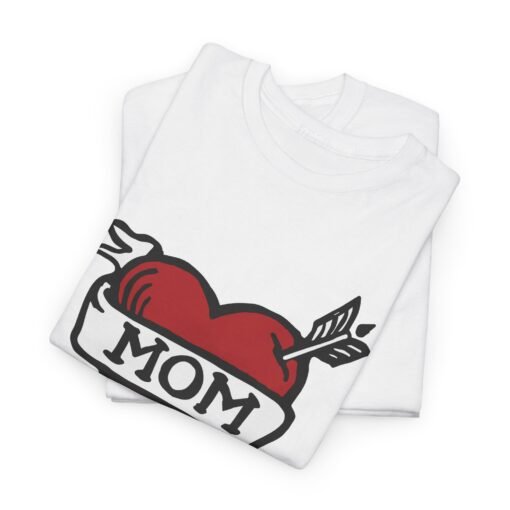 💘 Retro Mom Heart Unisex T-Shirt – Classic Ink, Eternal Love - Image 2