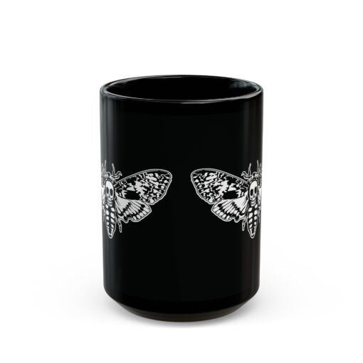 🦋 Death's Head Moth Black Mug – Dark Elegance with Every Sip - Image 9