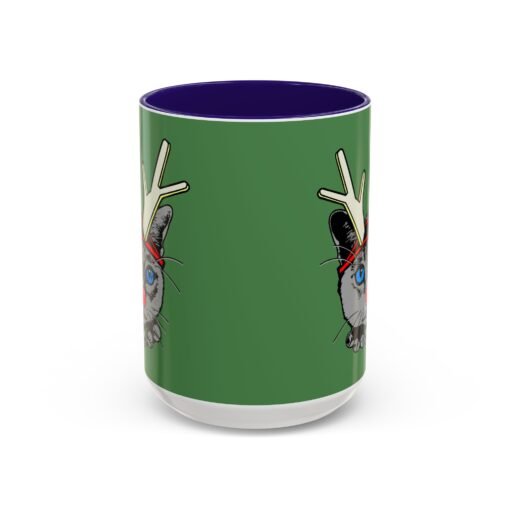 ☕🐱🦌 Rudolph the Reindeer Cat Color Accent Mug – Sip with Whiskers & Cheer - Image 37