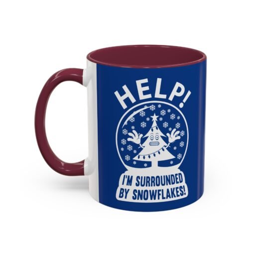 ☕❄️🎄 Help! I'm Surrounded By Snowflakes Color Accent Mug – Sip with Seasonal Sass - Image 24