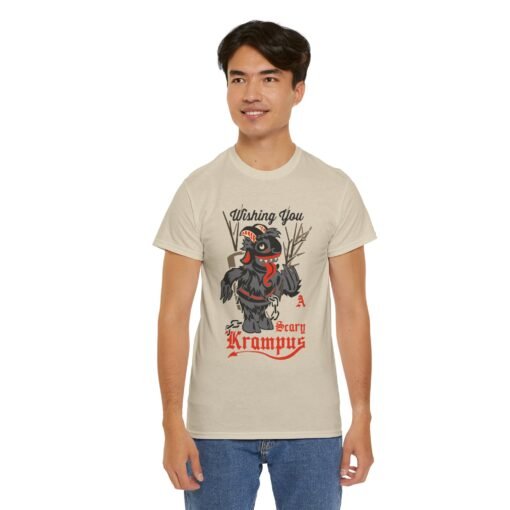 🎄👹 Wishing You a Scary Krampus Unisex T-Shirt – Holiday Cheer with a Creepy Twist - Image 6