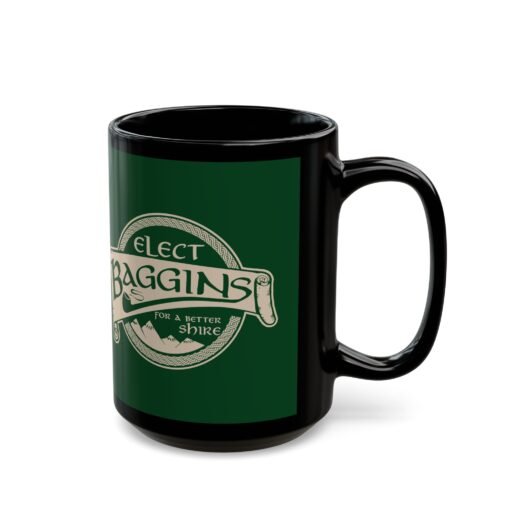 🌿 Elect Baggins for The Shire Black Mug – Vote for Second Breakfast - Image 7