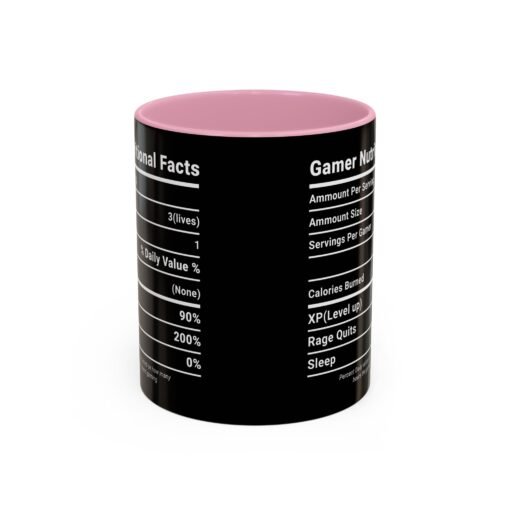 ☕🎮 Gamer Nutrition Facts Color Accent Mug – Fuel for Every Respawn - Image 37