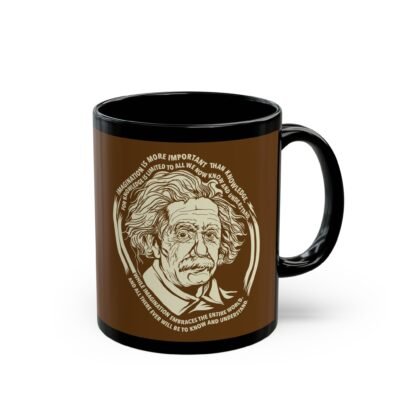 ☕🧠✨ Einstein Imagination Black Mug – Fuel for the Mind That Wanders