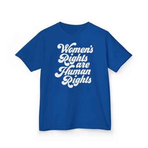 ✊💜 Women’s Rights Are Human Rights Kids’ T-Shirt – Raising Voices Early - Image 11