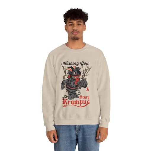 🎄👹 Wishing You a Scary Krampus Unisex Sweatshirt – Cozy Meets Creepy Christmas - Image 4
