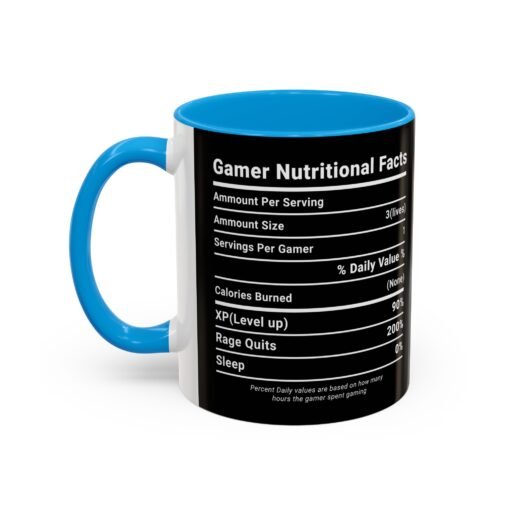 ☕🎮 Gamer Nutrition Facts Color Accent Mug – Fuel for Every Respawn - Image 28
