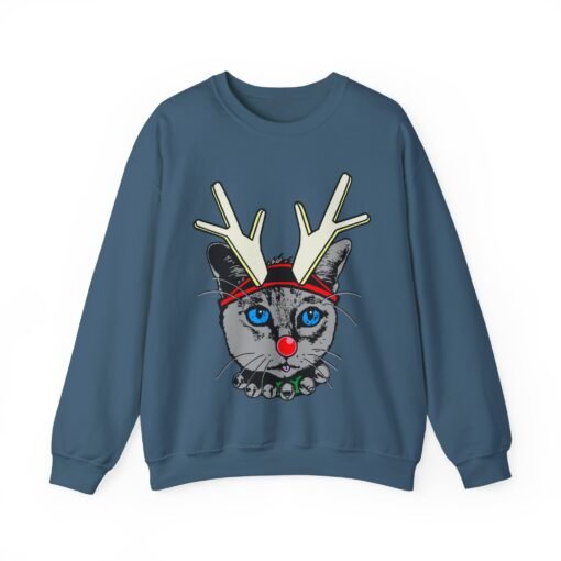 😺🦌 Rudolph Catmas Unisex Sweatshirt – Feline Festive, Reindeer Ready - Image 17