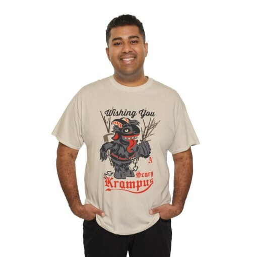 🎄👹 Wishing You a Scary Krampus Unisex T-Shirt – Holiday Cheer with a Creepy Twist - Image 5