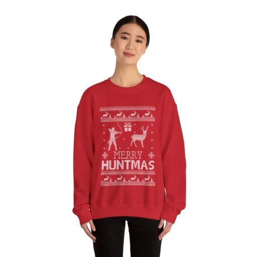 🦌🎄 Merry Huntmas Unisex Sweatshirt – The Ultimate Ugly Sweater for Hunters - Image 4