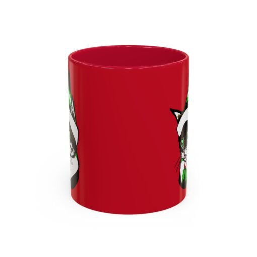 ☕🐱🎄 Elf Kitten Color Accent Mug – Sip with Holiday Whiskers & Cheer - Image 17