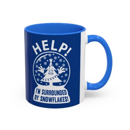 ☕❄️🎄 Help! I'm Surrounded By Snowflakes Color Accent Mug – Sip with Seasonal Sass - Image 14