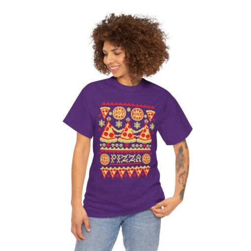 🍕🎄 Pizza Party Ugly Christmas Sweater T-Shirt – Extra Cheese, Please! - Image 3