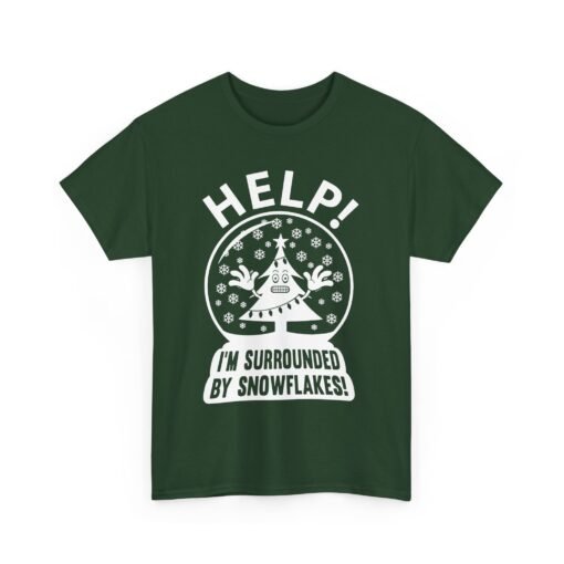 ❄️🎄😬 Help! I'm Surrounded By Snowflakes Unisex T-Shirt – Holiday Humor on Ice - Image 15