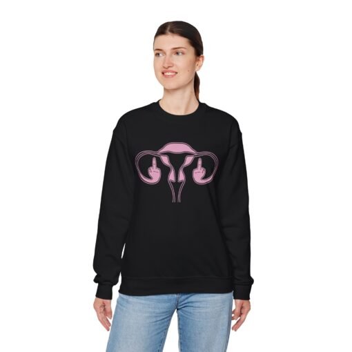 🖕🩷 Ovaries with Middle Fingers Unisex Sweatshirt – Warm, Bold, and Unapologetically Defiant - Image 4