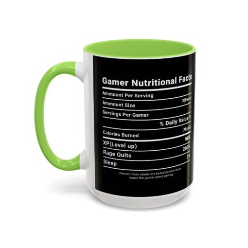 ☕🎮 Gamer Nutrition Facts Color Accent Mug – Fuel for Every Respawn - Image 72