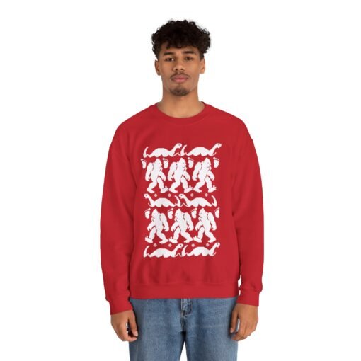 🦶🦕🎄 Bigfoot & Nessie Ugly Christmas Sweater – Mythical, Merry, and Totally Festive - Image 5