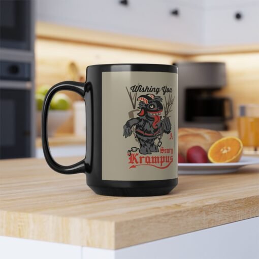 ☕ Wishing You a Scary Krampus Black Mug – Sip from the Naughty Side - Image 14