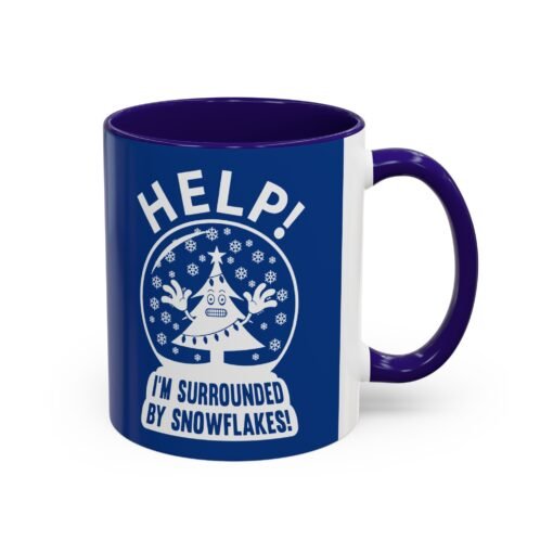 ☕❄️🎄 Help! I'm Surrounded By Snowflakes Color Accent Mug – Sip with Seasonal Sass - Image 10