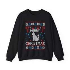 😺🎄 Merry Christmas Cat Unisex Sweatshirt – Purr-fectly Ugly & Festively Feline