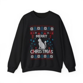 😺🎄 Merry Christmas Cat Unisex Sweatshirt – Purr-fectly Ugly & Festively Feline