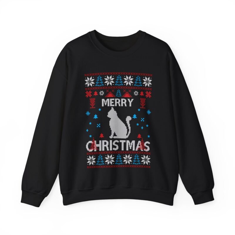 😺🎄 Merry Christmas Cat Unisex Sweatshirt – Purr-fectly Ugly & Festively Feline