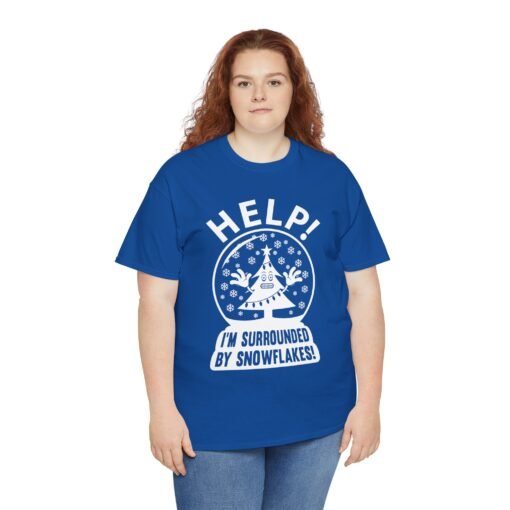 ❄️🎄😬 Help! I'm Surrounded By Snowflakes Unisex T-Shirt – Holiday Humor on Ice - Image 5