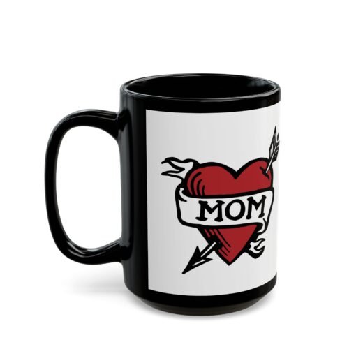 💘 Retro Mom Heart Black Mug – Classic Ink, Hot Drinks, Eternal Love - Image 9