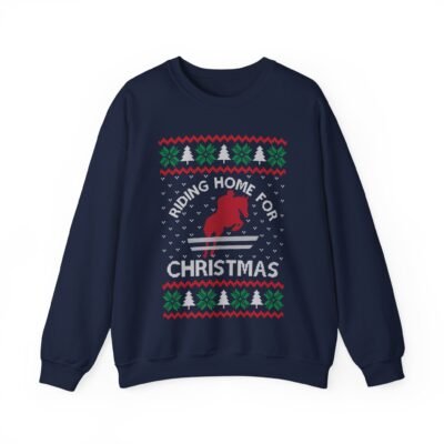 🐎🎄 Riding Home for Christmas Unisex Sweatshirt – Hooves, Holidays & Ugly Sweater Vibes
