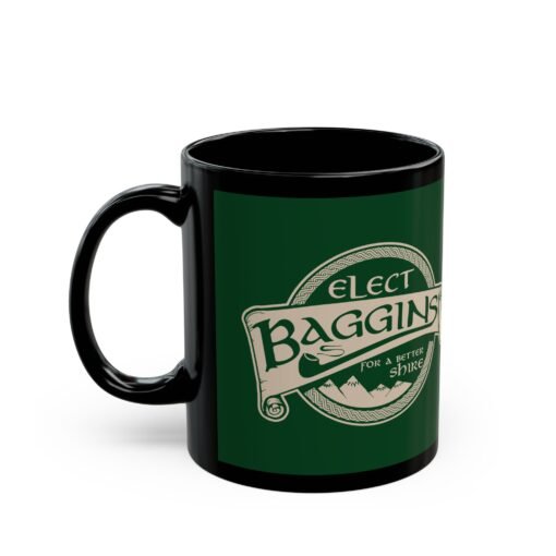 🌿 Elect Baggins for The Shire Black Mug – Vote for Second Breakfast