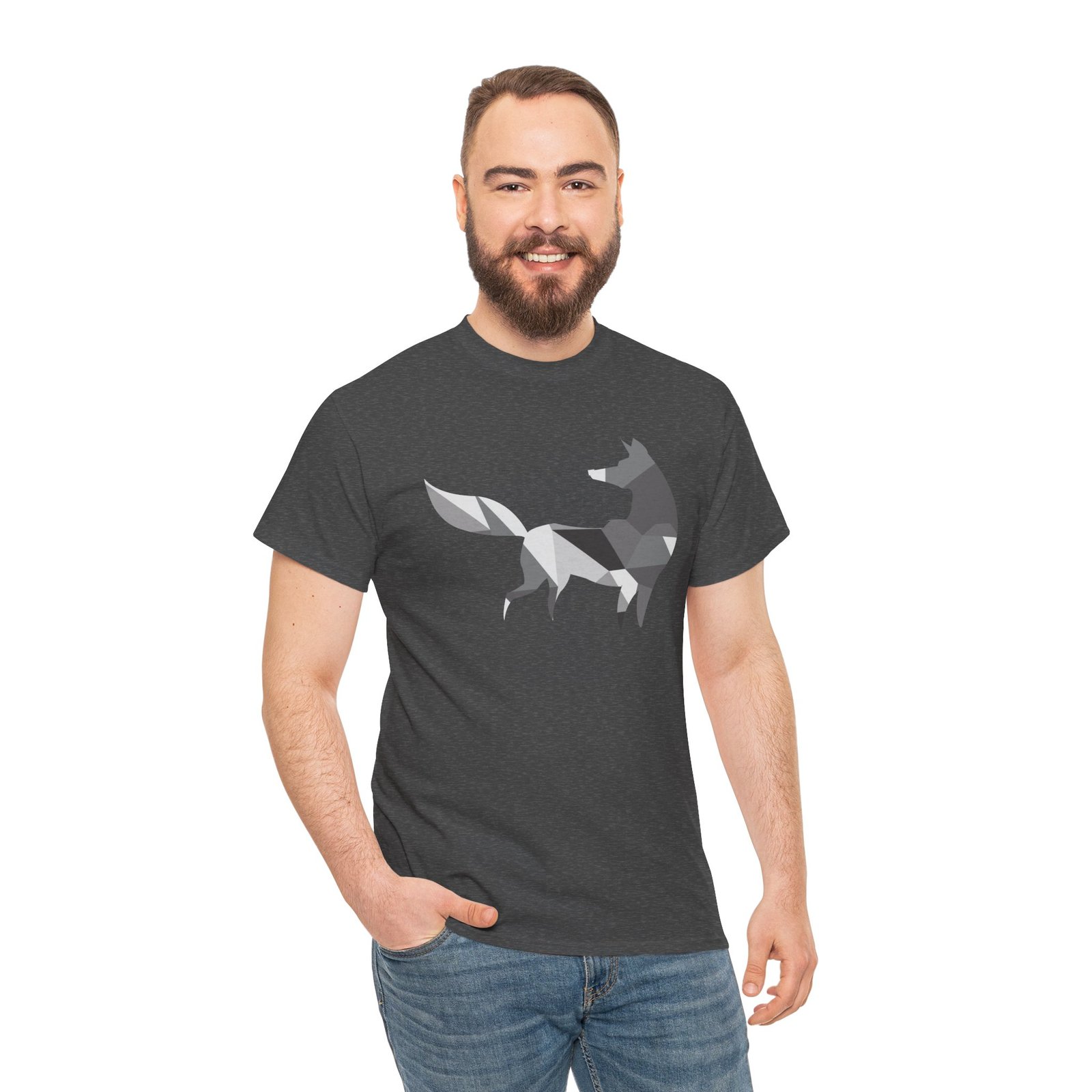 πΊπ· Polygon Grey Wolf Unisex T-Shirt β Wild Spirit, Modern Edge - Image 3