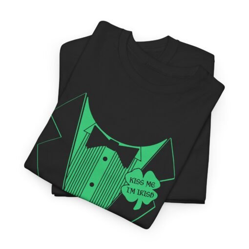 Kiss Me I’m Irish Unisex T-Shirt – Shamrock Tuxedo Edition - Image 2