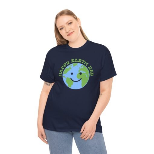 "Happy Earth Day" Smiling Planet Unisex T-Shirt - Image 3