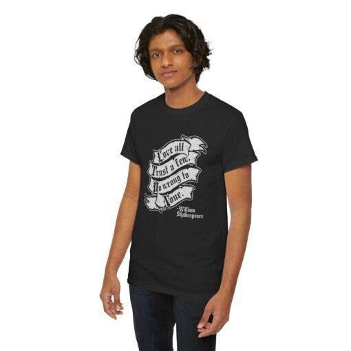 🎭❤️ Shakespeare Wisdom Unisex T-Shirt – "Love All, Trust a Few, Do Wrong To None" - Image 6
