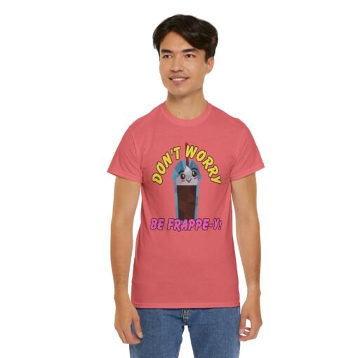 🥤✨ Don’t Worry, Be-Frappe-y! Unisex T-Shirt – Sweet Style, Chilled Vibes - Image 6