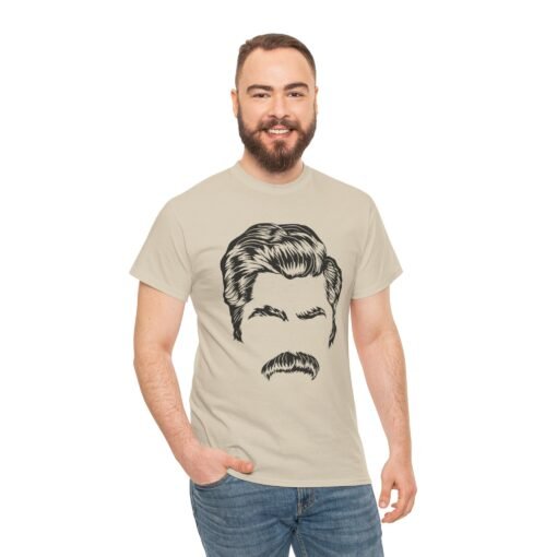 Ron Swanson Mustache Power – Unisex T-Shirt - Image 3