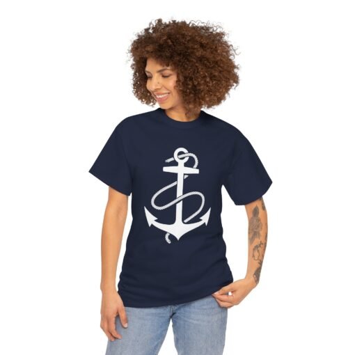 Anchored in Style – Unisex Nautical Anchor Tee - Image 6