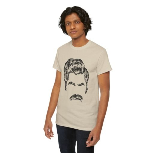 Ron Swanson Mustache Power – Unisex T-Shirt - Image 6